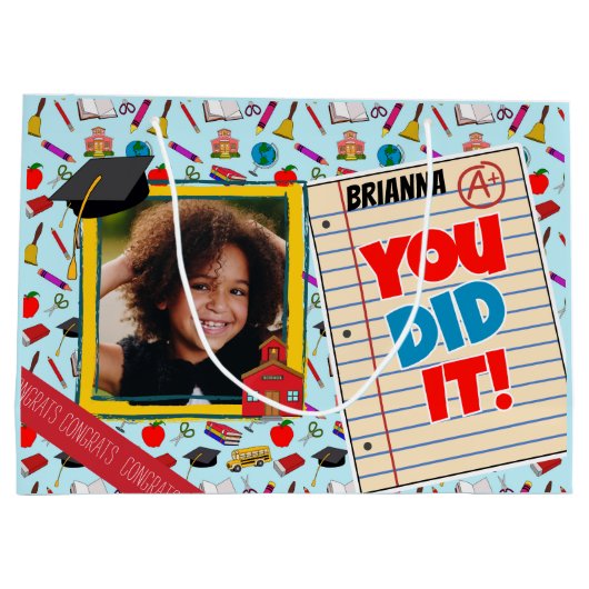 Preschool/Kindergarten Graduation Photo Gift Bag Große Geschenktüte (Rückseite)