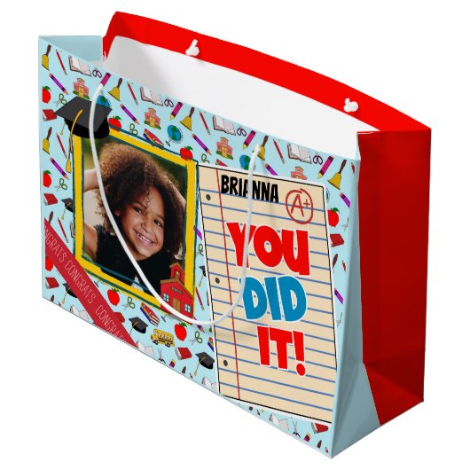 Preschool/Kindergarten Graduation Photo Gift Bag Große Geschenktüte (Rückseite Schrägansicht)