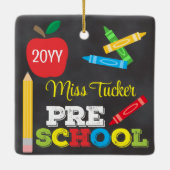 Preschool-Lehrer Keepake Chalkboard farbenfroh Keramikornament (Rückseite)