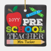 Preschool-Lehrer Pre-K Keepake Bright Keramikornament (Rückseite)