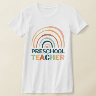 Preschool Lehrer Retrofarben boho Regenbogen T-Shirt