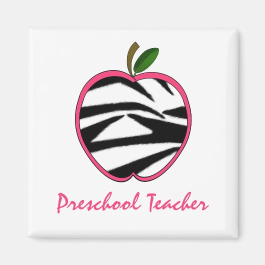 Preschool-Lehrer Zebra Print Apple Magnet (Vorne)
