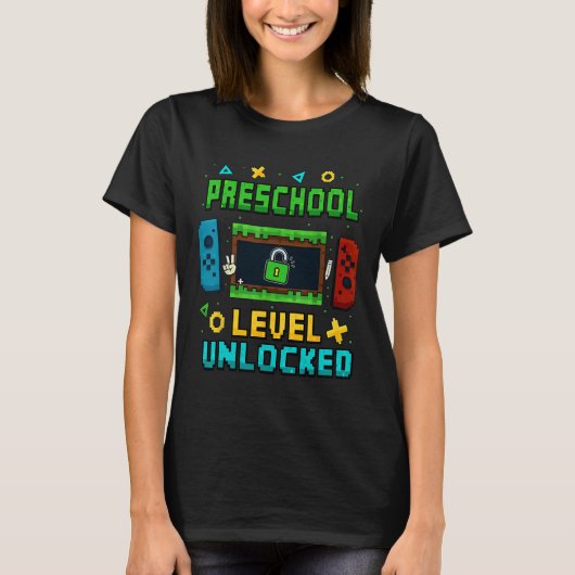 Preschool Level Unlocked Ck To School Pixel Art Ga T-Shirt (Vorderseite)