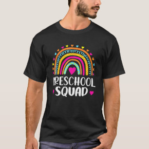 Preschool Squad Lehrerin Funny Rainbow Lover Back T-Shirt