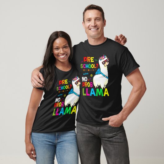 Preschool Teacher Rainbow No Prob Llama 100th Day T-Shirt (Unisex)