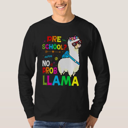 Preschool Teacher Rainbow No Prob Llama 100th Day T-Shirt (Vorderseite)