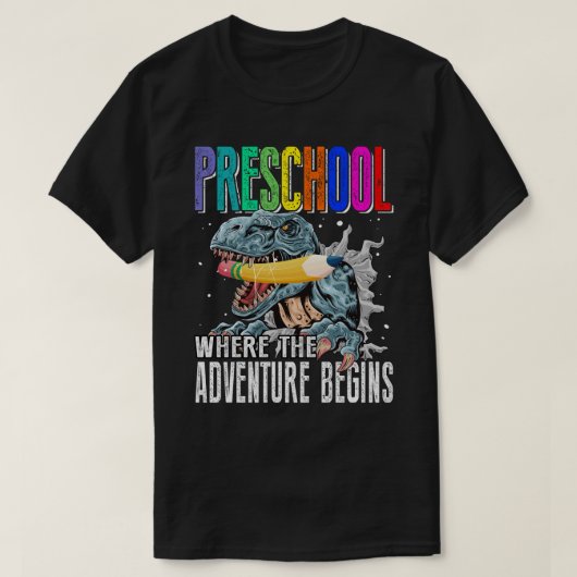 PRESCHOOL, wo das Abenteuer beginnt T-Shirt (Design vorne)
