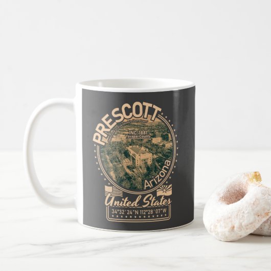 PRESCOTT ARIZONA - PRESCOTT COURTHOUSE SQUARE KAFFEETASSE (Mit Donut)
