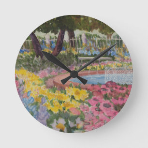 Prescott Park Garden Poppies Portsmouth NH Runde Wanduhr