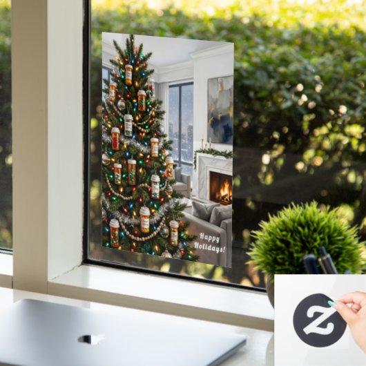 Prescription Bottle Tree Medical Holiday Fensteraufkleber (Büro)