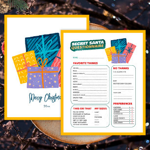 Present Christmas Game Secret Santa Questionnaire