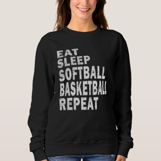 Present Eat Sleep Softball Basketball Repeat Boys Sweatshirt (Vorderseite)