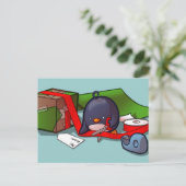 Present Wrapping Pinguin Postcard Postkarte (Stehend Vorderseite)