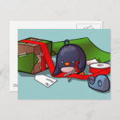 Present Wrapping Pinguin Postcard Postkarte (Vorne/Hinten)