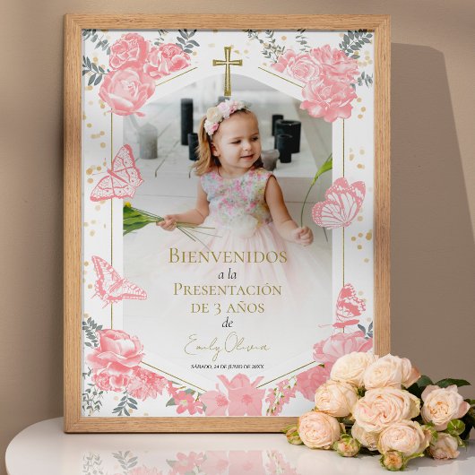 Presentación 3 años Foto Begrüßung Signatur Butter Poster