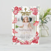 Presentación 3 años Foto Einladung Butterfly (Stehend Vorderseite)