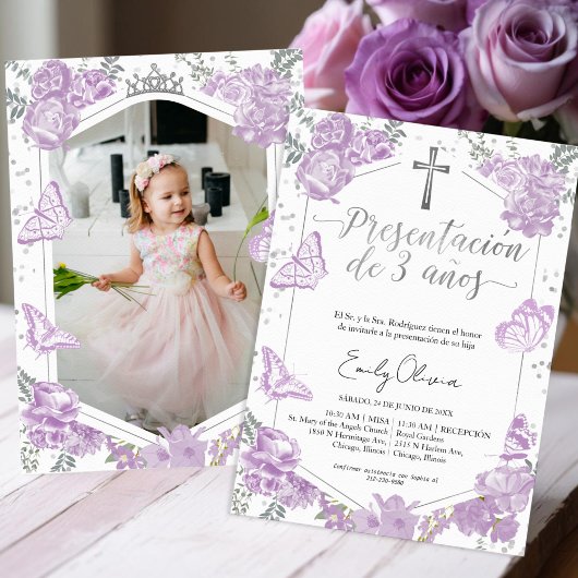 Presentación 3 años Foto Einladung Butterfly