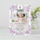 Presentación 3 años Foto Einladung Butterfly (Stehend Vorderseite)