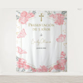 Presentación 3 años Hintergrund Butterflys Pink Wandteppich (Vorderseite)