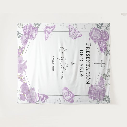 Presentación 3 años Hintergrund Butterflys Wandteppich (Vorderseite (Horizontal))