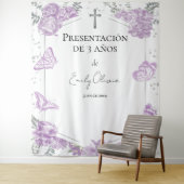 Presentación 3 años Hintergrund Butterflys Wandteppich (Beispiel)