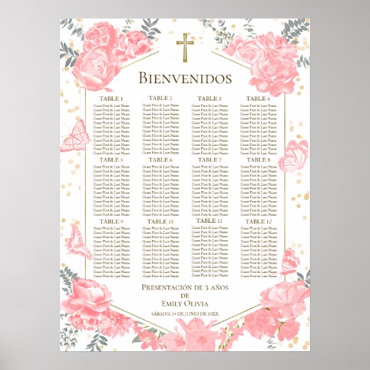 Presentación 3 años Seating Chart signieren Schmet Poster (Vorne)