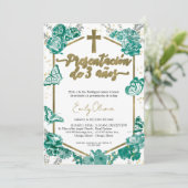 Presentación 3 años Spanien Einladung Butterfly (Stehend Vorderseite)