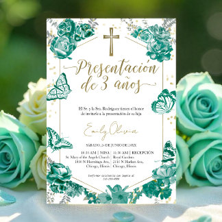 Presentación 3 años Spanien Einladung Butterfly