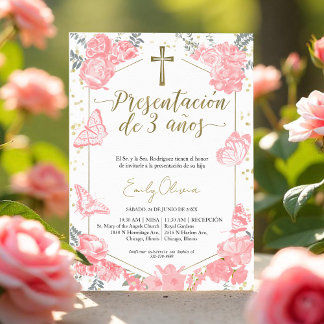 Presentación 3 años Spanien Einladung Butterfly