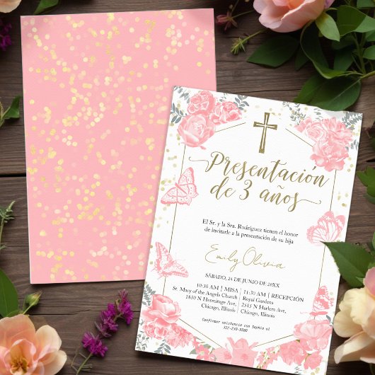 Presentación 3 años Spanien Einladung Butterfly