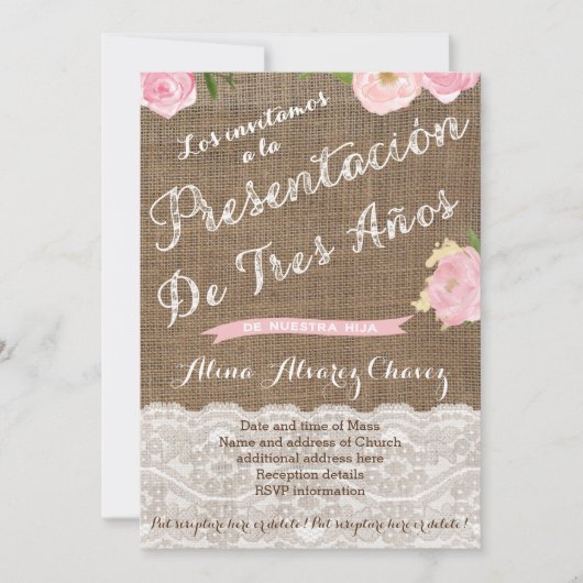 Presentación de Tres años, invitación presentacati Einladung (Vorderseite)
