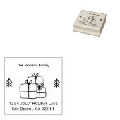 Presents and PIne Trees DOodle Wood Art Briefmarke Gummistempel (Stempel)