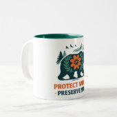 Preserve Nature Bear Conservation Graphic Tee Zweifarbige Tasse (Vorderseite Links)