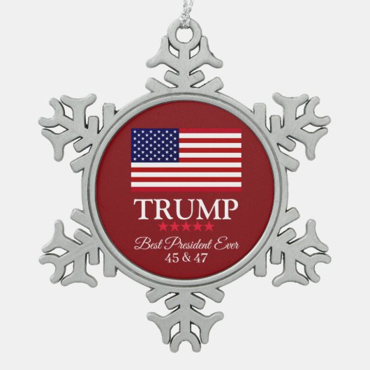 PRESIDENT DONALD TRUMP BEST PRESIDENT EVER SCHNEEFLOCKEN Zinn-Ornament (Vorderseite)