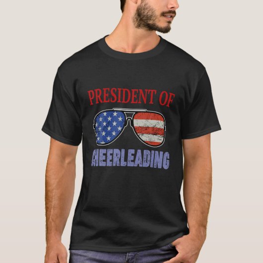 President Of Cheerleading Funny - USA Flag Sunglas T-Shirt (Vorderseite)