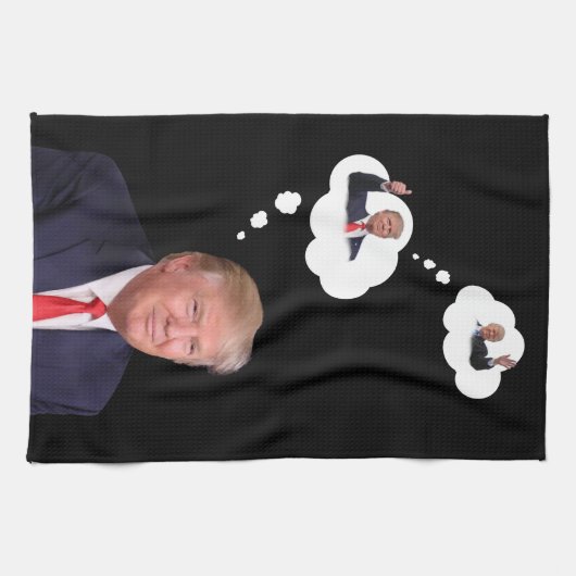 President Trump Thinking in Cloud fUNNY Geschirrtuch (Horizontal)