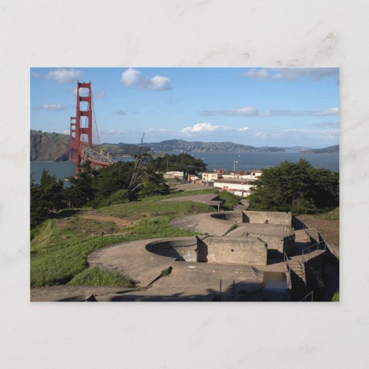 Presidio Gun Turrets und die Golden Gate Bridge in Postkarte (Vorderseite)