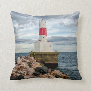 Presque Insel-Hafen-Wellenbrecher-Leuchtturm Kissen
