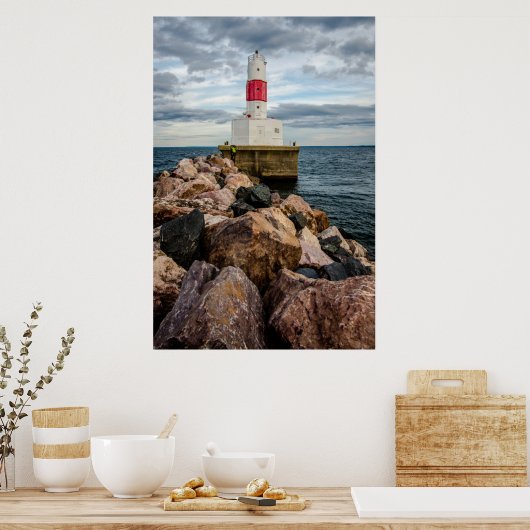 Presque Isle Harbour Breakwater Lighthouse Poster (Küche)