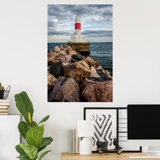 Presque Isle Harbour Breakwater Lighthouse Poster (Heimbüro)