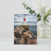 Presque Isle Harbour Breakwater Lighthouse Postkarte (Stehend Vorderseite)