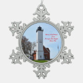 Presque Isle Light Weihnachtsschmuck Schneeflocken Zinn-Ornament (Vorderseite)