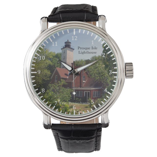Presque Isle Lighthouse Erie, PA watch Armbanduhr (Vorderseite)