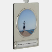 Presque Isle North Pierhead Lighthouse Banner-Ornament Silber (Rechts)