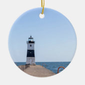 Presque Isle North Pierhead Lighthouse Keramik Ornament (Vorne)
