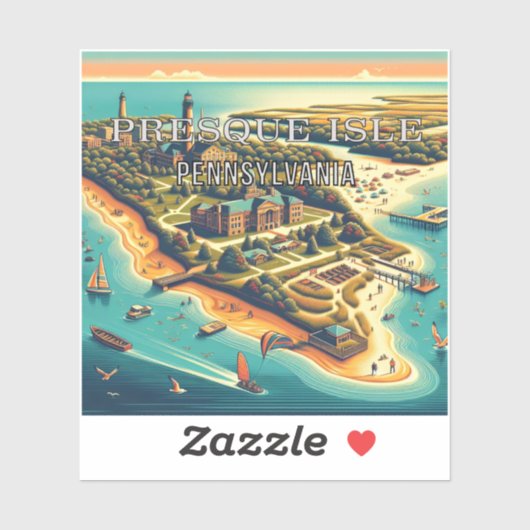 Presque Isle Pennsylvania 3 Inch Vinyl Sticker (Blatt)