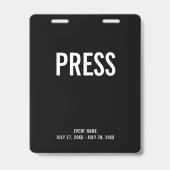 Press All Access Pass Event Coverage ID Ausweis (Vorderseite)