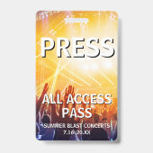 PRESS All Access Pass Konzertveranstaltung Ausweis (Rückseite)