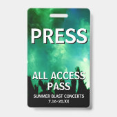 PRESS All Access Pass Konzertveranstaltung Ausweis (Rückseite)