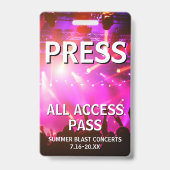 PRESS All Access Pass Konzertveranstaltung Ausweis (Vorderseite)